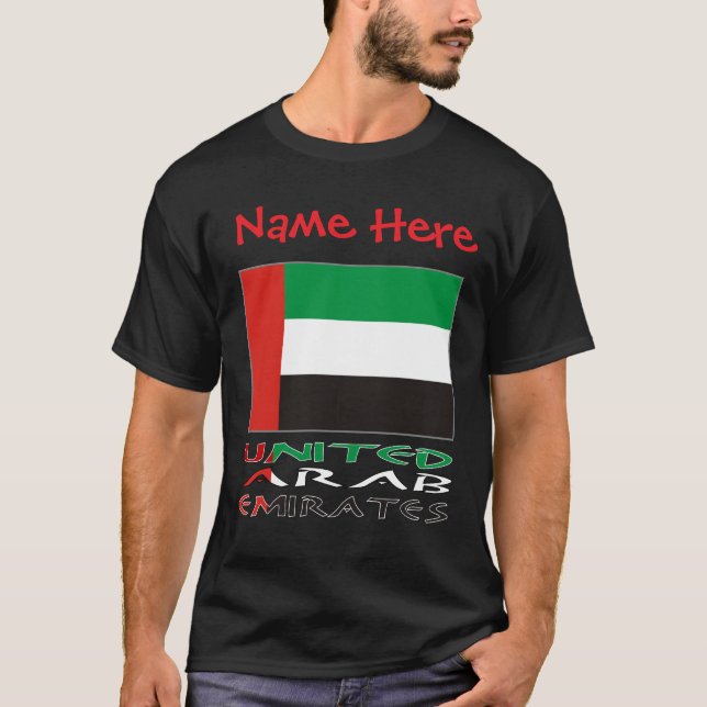 United Arab Emirates UAE Flag Red Personalize Name T-Shirt (Vorderseite)
