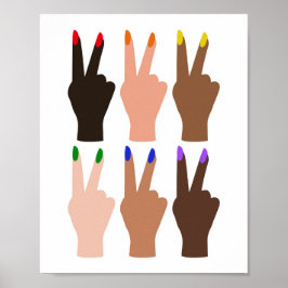United Diversity Peace Signs Rainbow Colors Poster