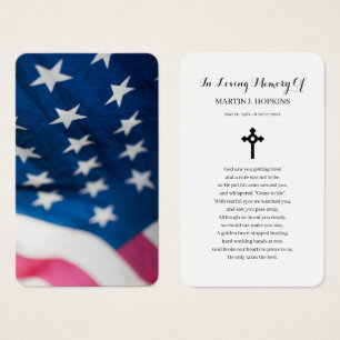 United Flag Sympathy Funeral Memorial Prayer Cards