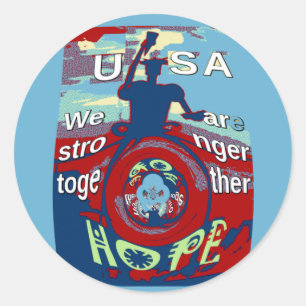United in Hope: Stronger Together - USA Art Print Runder Aufkleber