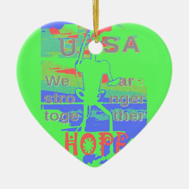 United in Hope: Stronger Together - Vibrannt USA Keramik Ornament (Vorne)
