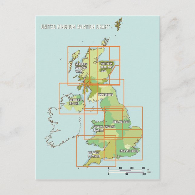 United Kingdom Aviation chart Postkarte (Vorderseite)