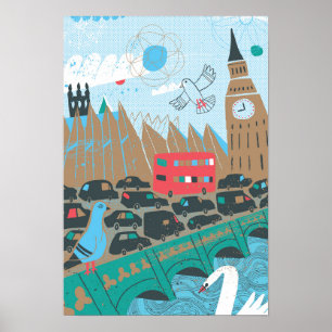 United Kingdom City Scene Poster