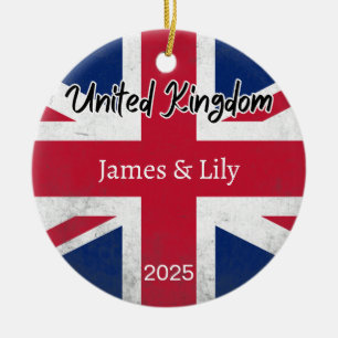 United Kingdom Flag Ornament, Personalisiert UK Keramik Ornament