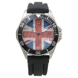 United Kingdom Gewerkschaft Flag Patriotic Wristwa Armbanduhr