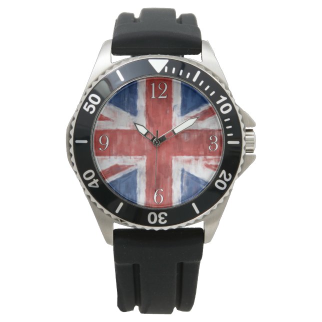 United Kingdom Gewerkschaft Flag Patriotic Wristwa Armbanduhr (Vorderseite)