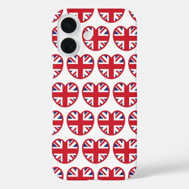 United Kingdom Jack Flag Heart iPhone 16 Hülle (Rückseite)