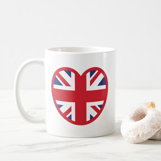 United Kingdom Jack Flag Heart Kaffeetasse (Mit Donut)