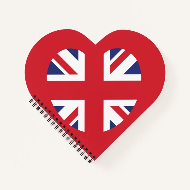 United Kingdom Jack Flag Heart Notizbuch (Vorderseite)