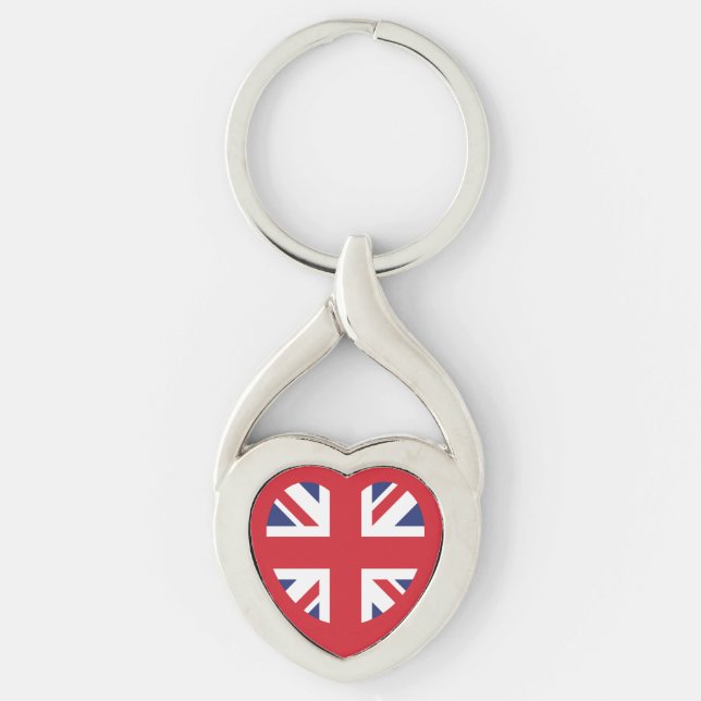 United Kingdom Jack Flag Heart Schlüsselanhänger (Vorderseite)