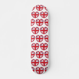 United Kingdom Jack Flag Heart Skateboard