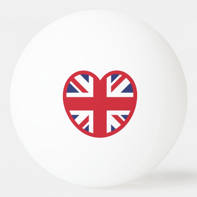 United Kingdom Jack Flag Heart Tischtennisball (Vorderseite)