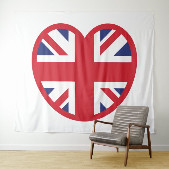 United Kingdom Jack Flag Heart Wandteppich (Beispiel (Horizontal))