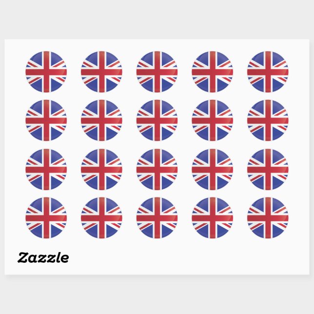 United Kingdom Round Icon Flag Runder Aufkleber (Blatt)