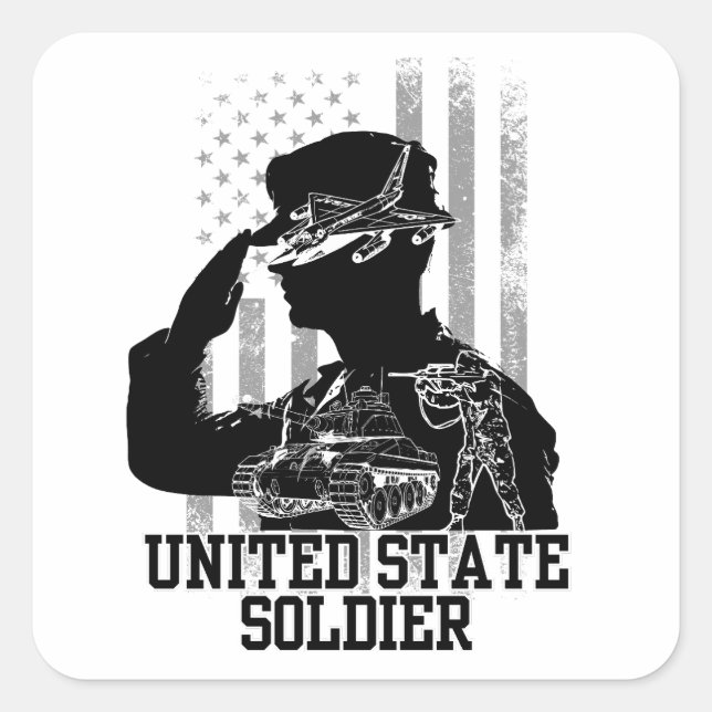 United Staat Soldier Quadratischer Aufkleber (Vorderseite)