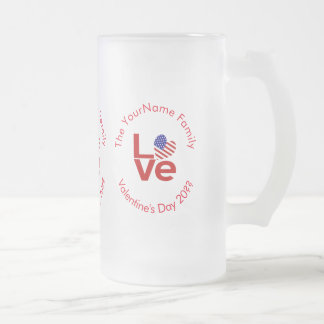 United Staaten America Flag Red Liebe Personalisie Mattglas Bierglas