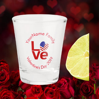 United Staaten America Flag Red Liebe Personalisie Schnapsglas