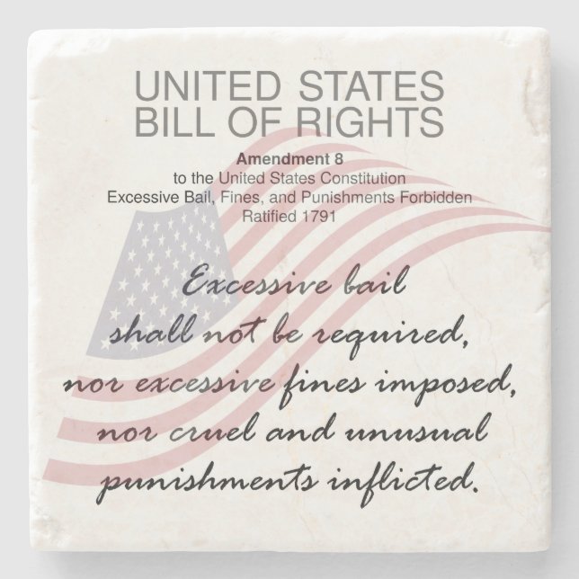 United Staaten Bill of Rights. Achte Änderung Steinuntersetzer (Vorderseite)