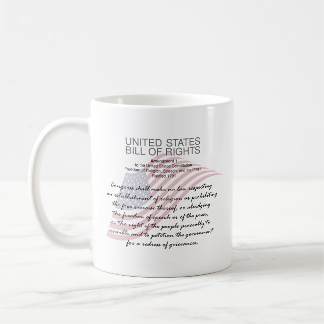 United Staaten Bill of Rights. Erste Änderung Kaffeetasse (Links)