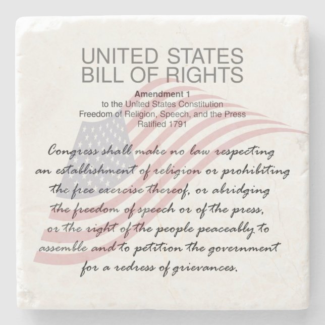 United Staaten Bill of Rights. Erste Änderung Steinuntersetzer (Vorderseite)