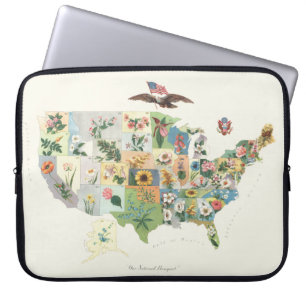 United Staaten Blume Map - Unser National Bouquet Laptopschutzhülle