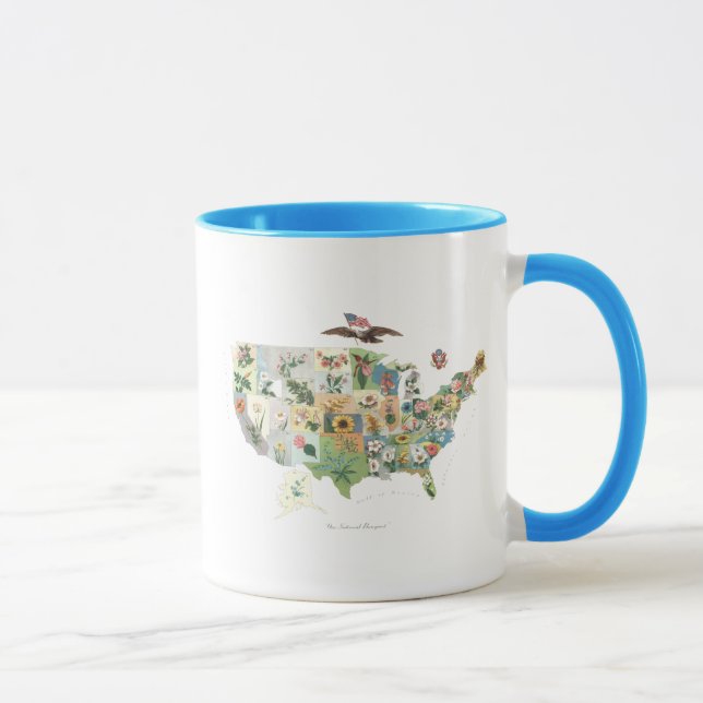 United Staaten Blume Map - Unser National Bouquet Tasse (Rechts)