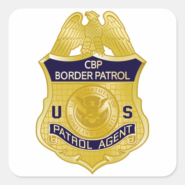 United Staaten Border Patrol Abzeichen Immigration Quadratischer Aufkleber (Vorderseite)