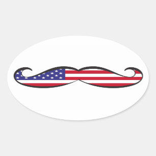 United Staaten Flag Mustache Ovaler Aufkleber
