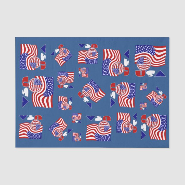 United Staaten Flag USA Soccer Ball Blue Hintergru Seidenpapier (Vorderseite)