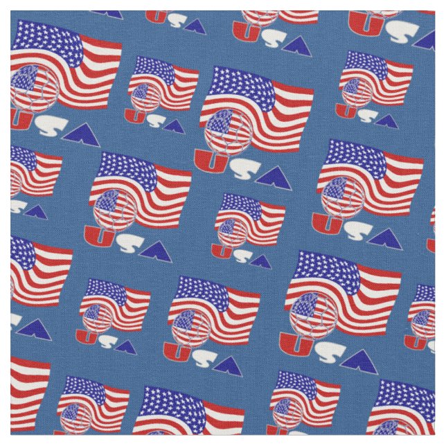 United Staaten Flag USA Soccer Ball Blue Hintergru Stoff (Nahaufnahme)