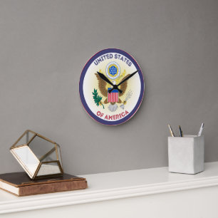 United Staaten Great Siegel Circle Shape Runde Wanduhr