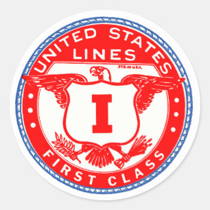 United Staaten Lines First Class Label Runder Aufkleber