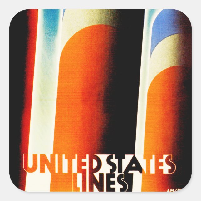 United Staaten Lines Quadratischer Aufkleber (Vorderseite)