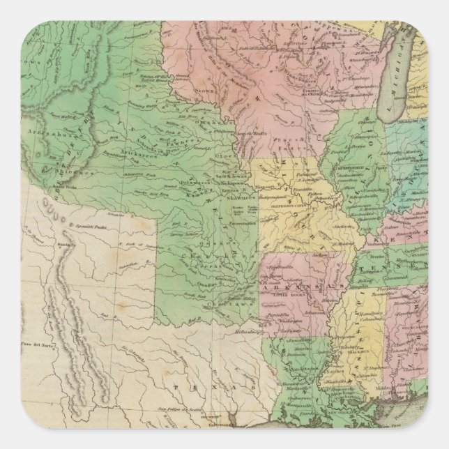 United Staaten Map 2 Quadratischer Aufkleber (Vorderseite)