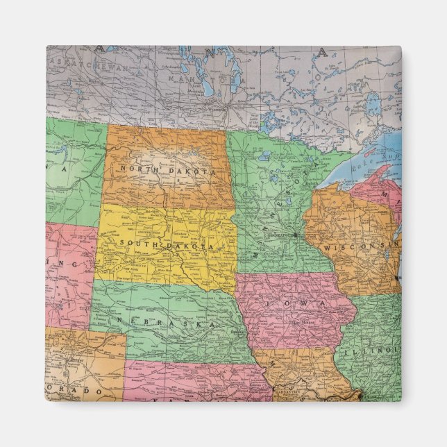 United Staaten Map 3 Magnet (Vorne)