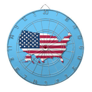 United Staaten Map and Flag Red White and Blue Dartscheibe