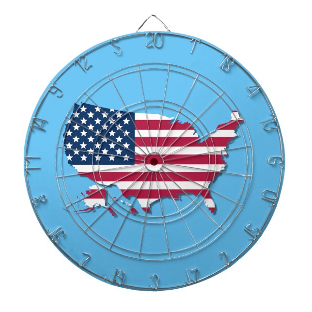United Staaten Map and Flag Red White and Blue Dartscheibe (vorne)