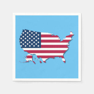 United Staaten Map and Flag White Red and Blue Serviette