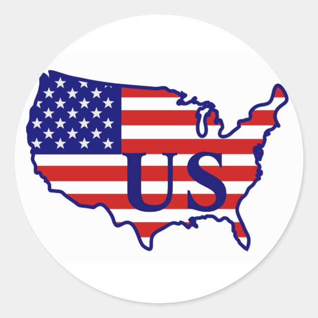 United Staaten Map Flag US-Aufkleber 2 Runder Aufkleber (Vorderseite)