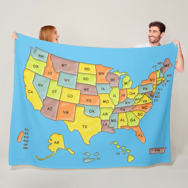 United Staaten Map Fleece Blanket (Beispiel)