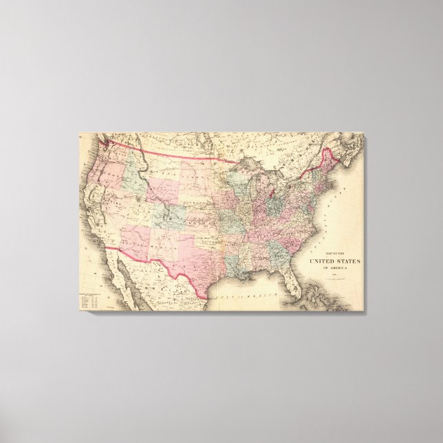 United Staaten Map mit Pony Express Route Leinwanddruck (Vorderseite)