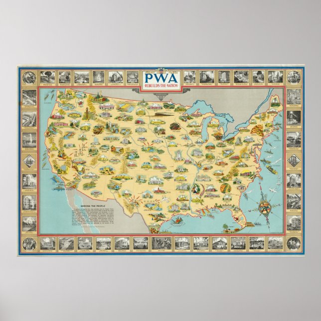 United Staaten Map Poster (Vorne)