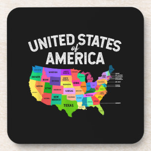 United Staaten Map T - Shirt US Reisegeschenk Getränkeuntersetzer