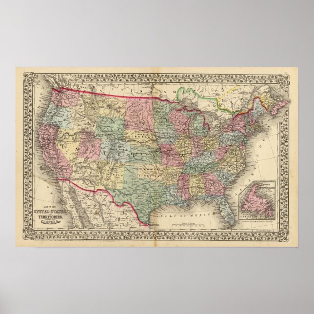 United Staaten Map von Mitchell Poster (Vorne)