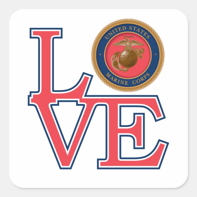 United Staaten Marine Corps Liebe Quadratischer Aufkleber (Vorderseite)
