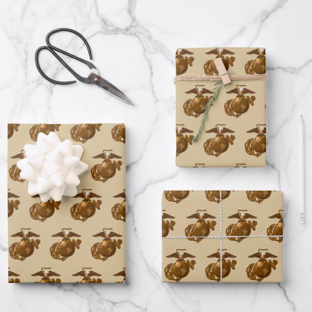 United Staaten Marines | Vollfarbige EGA - Bronze Geschenkpapier Set (Vorderseite)