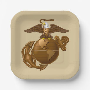 United Staaten Marines Vollfarbige EGA - Bronze Pappteller