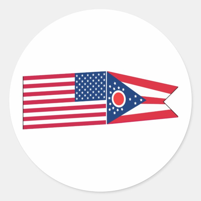 United Staaten & Ohio Flags Runder Aufkleber (Vorderseite)