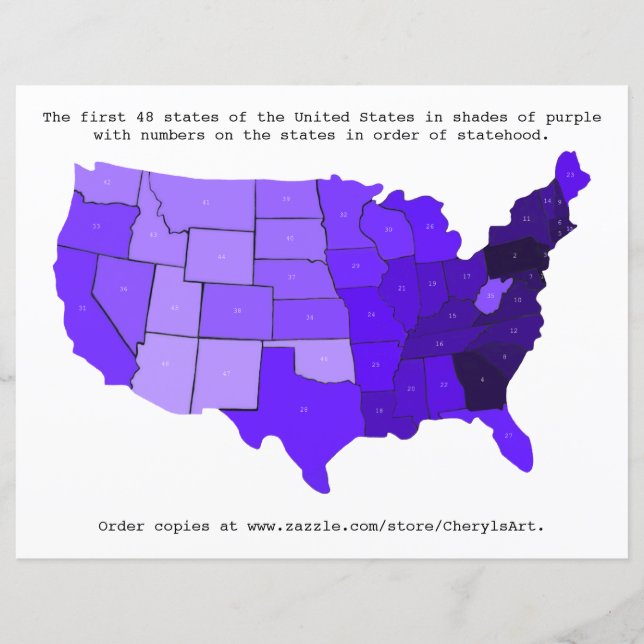 United Staaten Order of State Map with Numbers (Vorderseite)