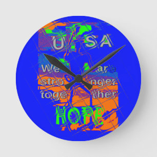 United Staaten Psychedelic Hope: Blue Unity Art Runde Wanduhr
